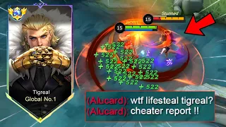 GLOBAL ALUCARD MET NEW LIFESTEAL GOD TIGREAL!! TIGREAL BEST DAMAGE BUILD 2023