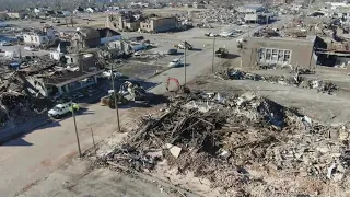 Drone video shows tornado damage in Mayfield, Kentucky