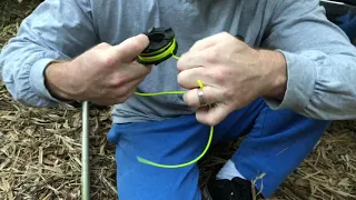 Restring a 1 string spool on a string trimmer weed eater EASY!!