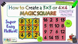 How to build a 3X3 and 4X4 Magic Square easily