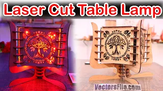 Laser Cut Wooden Table Lamp | Night Light Lamp for Room Decor VectorsFile.com