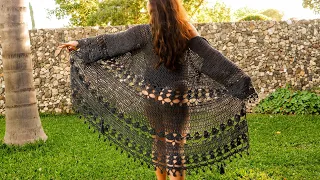 Kimono Crochet paso a paso /Salida de playa crochet /saco largo ganchillo