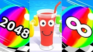 BallRun 2048 Merge Number vs Juice Run vs BallRun Infinity iOS / Android all levels gameplay
