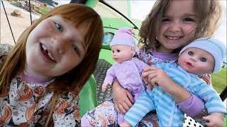 CRAZY BABiES at the PARK!!  Adley helps Navey get cereal then play Baby Moms! irl Spy Niko & Spy Dad