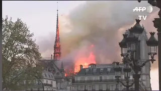 The moment the Notre-Dame cathedral spire collapsed  #NotreDame  song he’ll fire