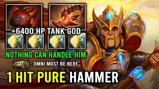 WTF 1 Hit Pure Hammer 6400 HP Ultimate Tank Carry Omniknight 1V5 Run Down Everyone 7.33c Dota 2