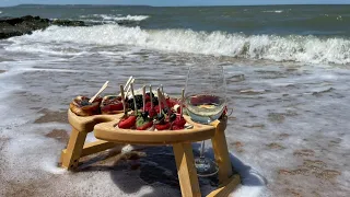 Delicious snacks by the sea. ASMR