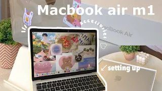 Macbook air m1 unboxing (256gb) silver, setting up and accessories👩🏼‍💻🧚🏻🥂 Indonesia