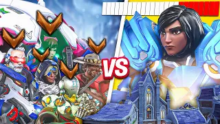 1 BUFFED Top 500 Pharah VS 5 Bronze Players - Who wins?! (ft. YZNSA)