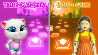 Talking Angela vs Squid Game - Tiles Hop EDM Rush