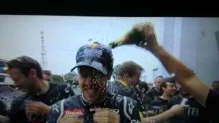 Red Bull and Vettel celebration after Brazil 2012