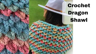 How to Crochet Triangle Crocodile Stitch Shawl. Enchanted Dragon Scales Crochet Shawl Tutorial.