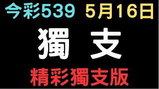 今彩539｜獨支｜少年狼539｜5月16日｜精彩獨支版