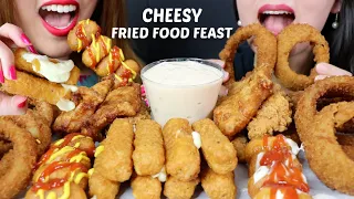 ASMR CHEESY FRIED FOOD FEAST (Fried Chicken, Cheese Sticks, Onion Rings) 리얼사운드 먹방 | Kim&Liz ASMR