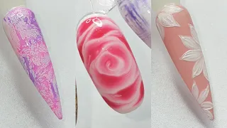 embossed floral nail art | blossom gel flower nail art | multicolour lace gel nail art