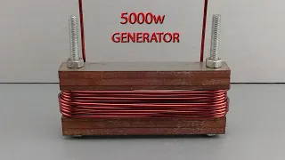 I make 220v 5000w free electricity generator with copper wire transformer tools and magnet