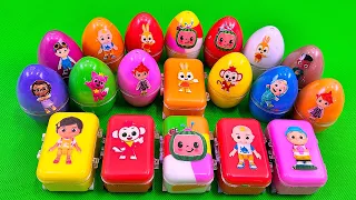 Finding Pinkfong in Rainbow Eggs, Suitcase with CLAY Coloring! Satisfying ASMR Videos