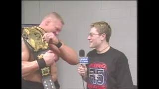 Brock Lesnar breaks character & laughs, makes me start over 2004 backstage interview, Smackdown WWE