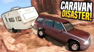 Towing a CARAVAN Off-Road Ends in DISASTER - BeamNG Drive Crashes