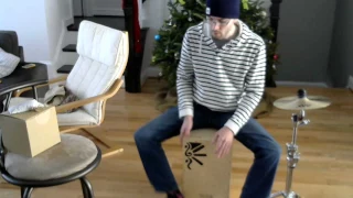 Playing my new cajon and cymbal