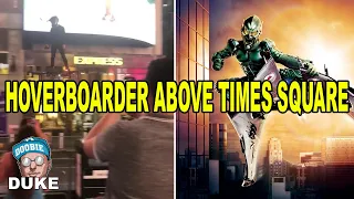 Disguised hoverboarder zooms above Times Square in viral video | Reaction