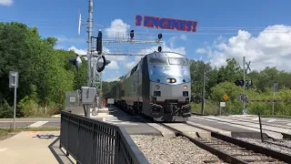 AMTK 91 zooms past Debary Station with 3 engines + Horn Salute!