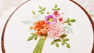 [프랑스자수] 입체 꽃다발 자수 / flower embroidery