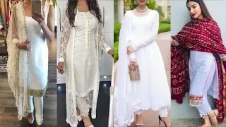 white colour suit plzzzo pent salwar suit with dupatta set