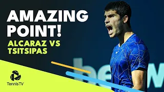 Carlos Alcaraz vs Stefanos Tsitsipas AMAZING Point! | Miami 2022 Highlights