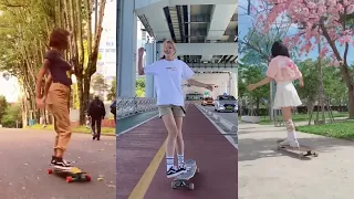 롱보드 Longboard Dancing Aesthetic Fashion Girl - TikTok Douyin China Compilation Part 2