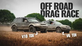 OFF ROAD DRAG RACING!! V10 vs V6 TDI TOUAREG