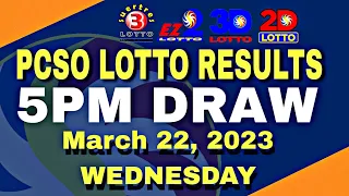 5:00 PM Lotto Result Today Swertres Ez2 - March 22, 2023