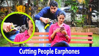 Cutting People Earphones Prank | Prakash Peswani Prank |