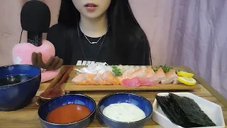 🐟연어 회 이팅 사운드 ASMR｜노토킹｜Salmon Eating Sound