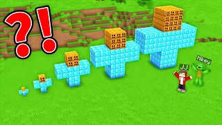 JJ and Mikey Spawn a Diamond Golem of ALL SIZES in Minecraft! (Maizen)