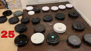 Feeding my 25 Robot Vacuum Cleaners! 25 Robots at once! Roomba Deebot EUFY Roborock PYLE iRobot  WOW