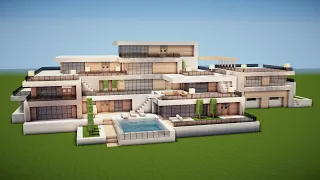 Build LARGEST MODERN LUXURY MANSION with POOL in MINECRAFT TUTORIAL [HOUSE 287] Part 1