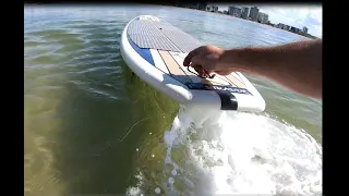 Boost fin review. Against strong outgoing tide at Maroochy river. Used on a sup.