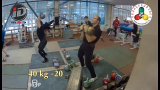 Ivan Denisov kettlebell jerk sprint workout different kb weight.