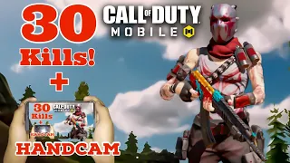 30 KILLS WITH HANDCAM in BATTLE ROYALE | SOLO VS SQUAD | CALL OF DUTY MOBILE GAMEPLAY