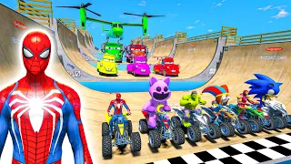 GTA 5 SPIDER-MAN 2, POPPY PLAYTIME, Five Nights at Freddy's Join in Epic New Stunt Racing #49