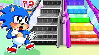 Baby Sonic's Choice! - Escalator Lost Color - Baby Sonic Daily Life - Sonic The Hedgehog 3 Animation