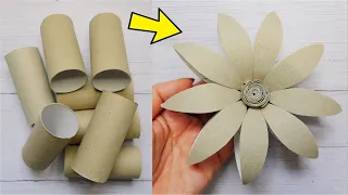 Super Easy Paper Flower Tutorial / Recycled Craft Idea / Toilet Paper Rolls Decoration DIY