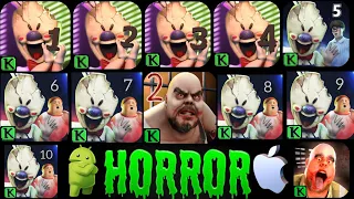 ICE SCREAM 1,2,3,4,5,6,7,8,9,10 ALL ENDINGS | MR MEAT 1,2,3 ESCAPE SCARY ALL PARTS | HORROR GAMES !🔥