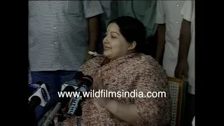 Jayalalithaa archival footage: at work in office, in assembly: I will do nothing to anger Tamilians