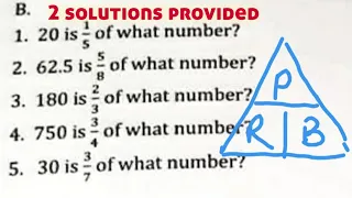 Percentage Rate Base | 20 is 1/5 of what number? 62.5 is 5/8 of what number? Part 1 of 3