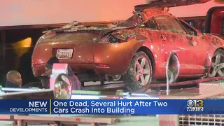 Man dead, several injured after cars crash into East Baltimore building