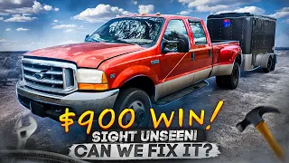 I won a 354K Mile Ford F350 for $900 Sight Unseen! Can we fix it and Drive 700 Miles Home?