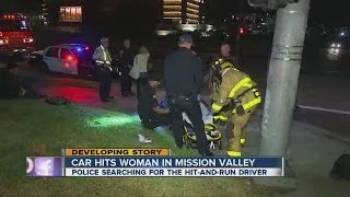 Driver flees after hitting woman in Mission Valley