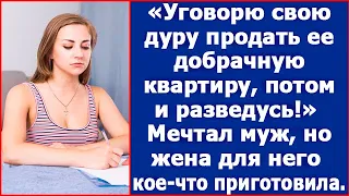 Уговорю свою дуру продать ее добрачную квартиру, потом и разведусь. Размечтался муж.